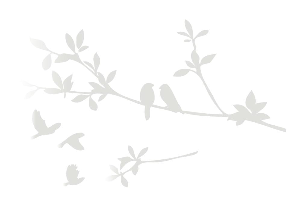 Picniva Flying Birds Tree Branch Vinyl Wall Decal, Matte White, 9 x 22 in