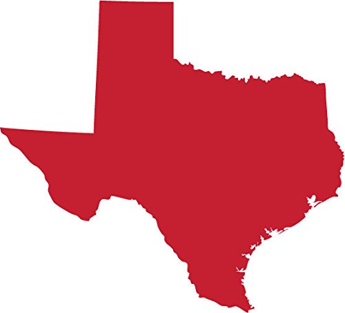 Picniva Red Texas Map Removable Vinyl Wall Decal, 5 in Wide