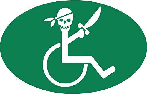 Decaltor Wheelchair Pirate Vinyl Decal for Car Window Laptop, 5 x 3 in
