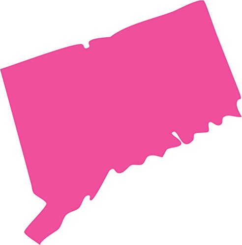 Picniva Connecticut State Map Vinyl Car Window Decal, Pink, 3 in Wide