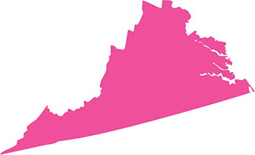 Picniva Pink Virginia VA 3 Inch Map Vinyl Car Decal Sticker Vehicle Bumper - Color: pink - Size: 3 inches