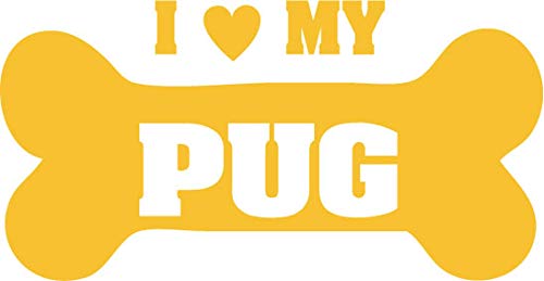 Decaltor I Love My Pug Vinyl Decal for Car Window Laptop, 5 in