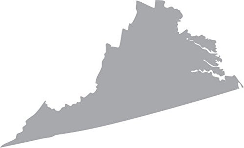 Picniva Silver Virginia VA 3 Inch Map Vinyl Car Decal Sticker Vehicle Truck - Color: silver - Size: 3 inches