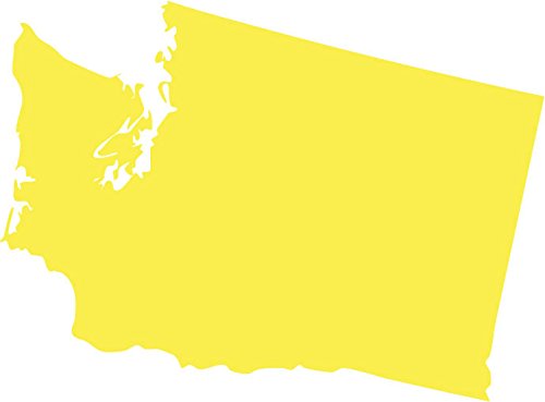 Picniva Yellow Washington Map Removable Vinyl Wall Decal, 20 in Wide