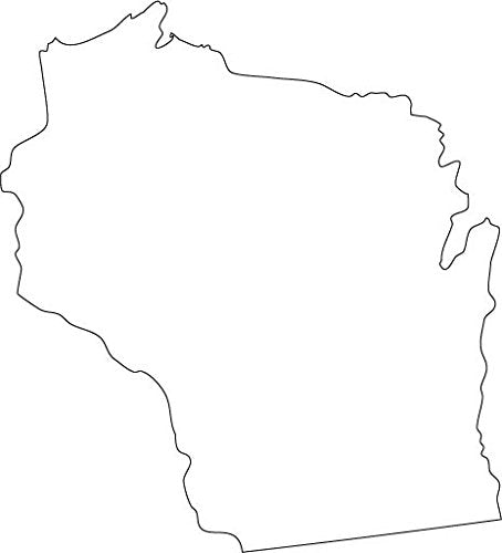 Picniva White Wisconsin Map Removable Vinyl Wall Decal, 20 in Wide