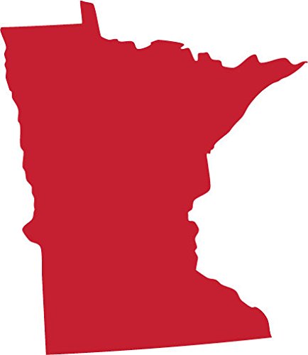 Picniva Red Minnesota MN State Map Vinyl Wall Decal, 3 in