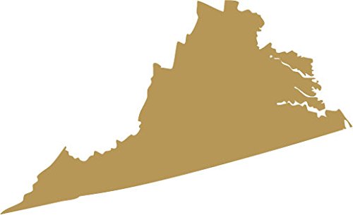 Picniva Gold Virginia VA 3 Inch Map Vinyl Car Decal Sticker Vehicle Bumper - Color: gold - Size: 3 inches