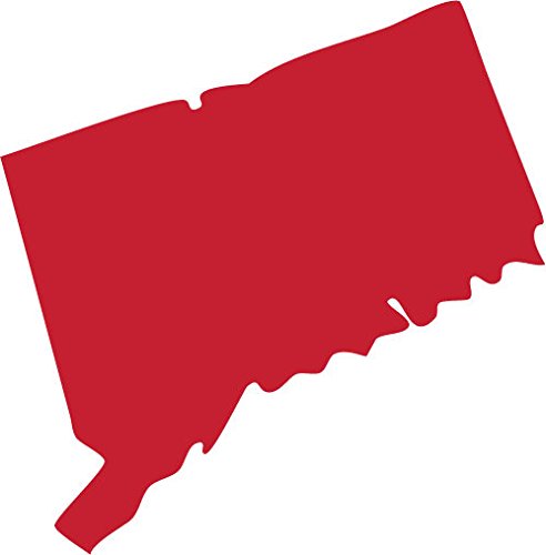 Picniva Connecticut State Map Vinyl Car Window Decal, Red, 3 in Wide
