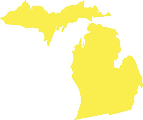Picniva Yellow Michigan MI State Map Car Vinyl Decal, 3 in - Color: Yellow - Size: 3 inches
