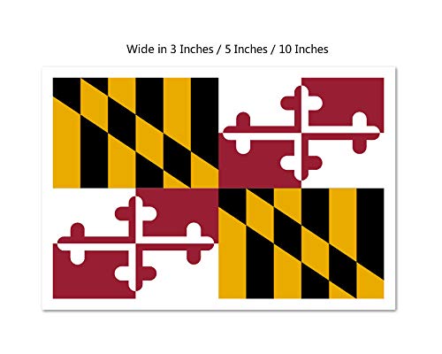 Picniva Maryland State Flag Vinyl Car Bumper Window Sticker, 10 in Wide