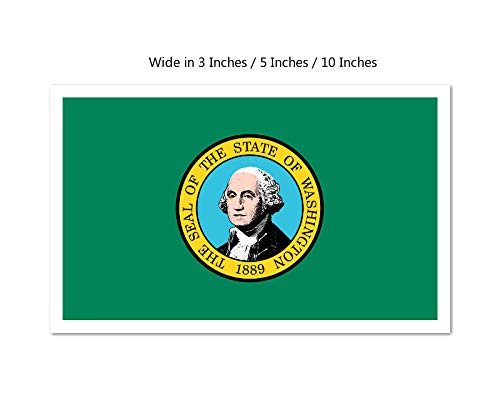 Picniva Washington State Flag Vinyl Car Bumper Window Sticker, 10 in Wide