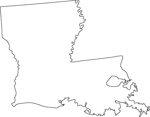 Picniva White Louisiana LA State Map Vinyl Wall Decal, 20 in