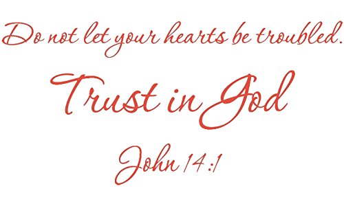 Picniva John 14:1 Bible Verse Wall Decal, Orange, 22 x 10 in, Trust God