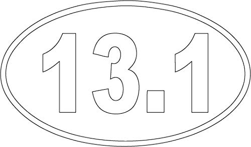 Decaltor 13.1 Half Marathon Oval Vinyl Decal, 3 x 5 in, Car Window Sticker