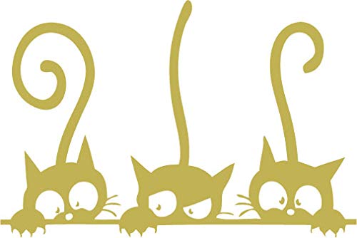 Decaltor Three Peeking Cats Vinyl Wall Decal for Home Decor
