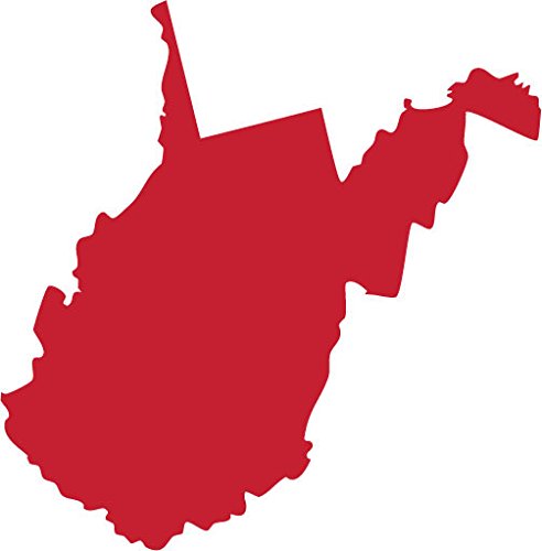 Picniva Red West Virginia WV 3 Inch Map Vinyl Car Decal Sticker Vehicle - Color: red - Size: 3 inches