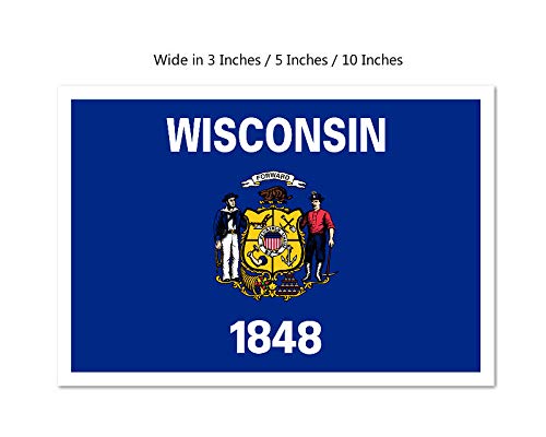 Picniva Wisconsin State Flag Vinyl Car Bumper Window Sticker, 10 in Wide