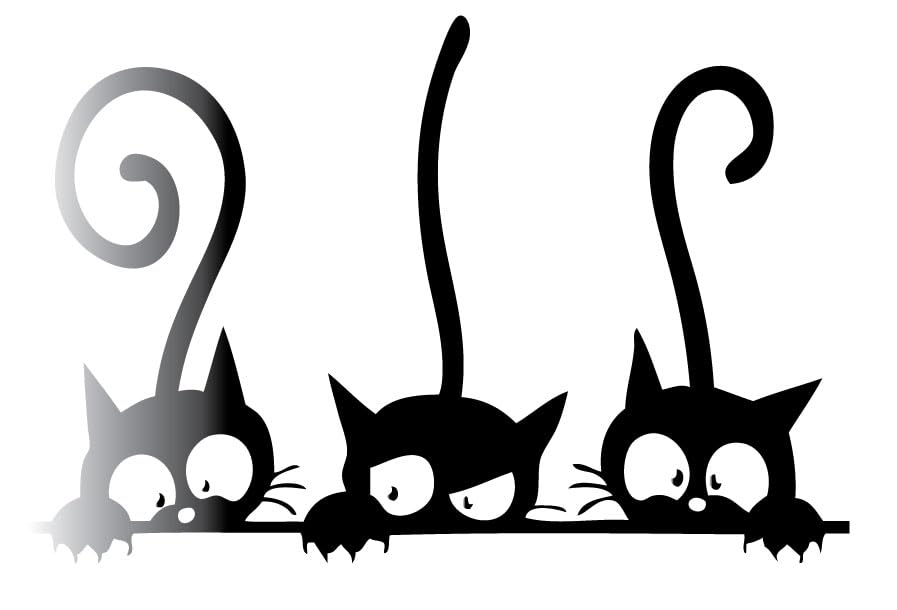 Decaltor Three Peeking Cats Vinyl Wall Decal for Home Decor