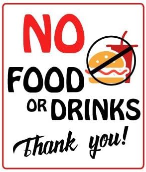 Picniva No Food or Drink Vinyl Signs, 3 in, Two Pack