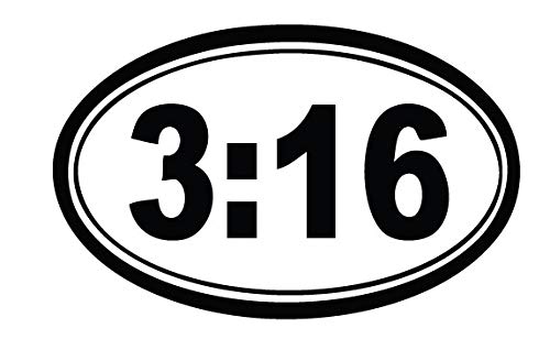 Decaltor John 3:16 Bible Verse Vinyl Decal, 3.5 x 5 in