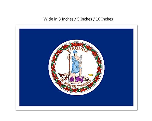 Picniva Virginia State Flag Vinyl Car Bumper Window Sticker, 10 in Wide