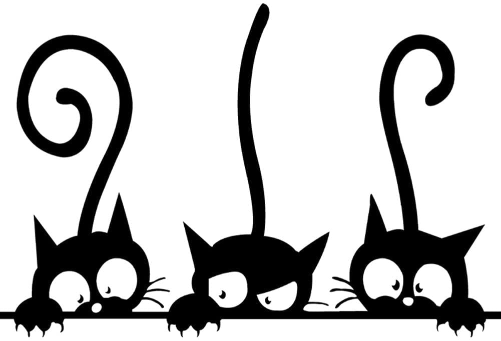 Decaltor Three Peeking Cats Vinyl Wall Decal for Home Decor