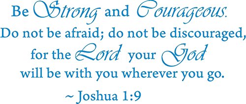 Picniva Joshua 1:9 Bible Verse Wall Decal, Blue, 10 x 22 in