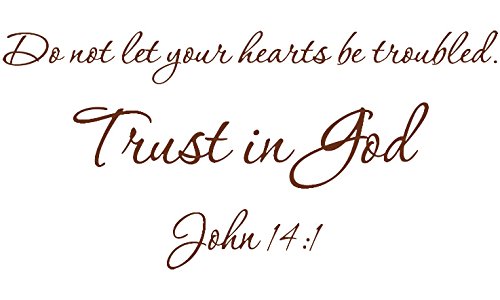 Picniva John 14:1 Bible Verse Wall Decal, Brown, 22 x 10 in, Trust God