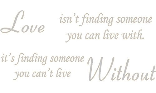 Picniva Love Without Quote Vinyl Wall Decal, Silver 22 x 10 in