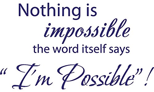 Picniva Nothing Is Impossible Quote Wall Decal, Purple 22 x 12.5 in