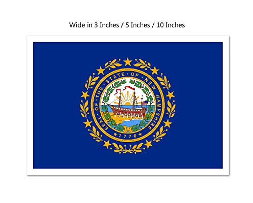 Picniva New Hampshire State Flag Vinyl Car Window Sticker, 10 in Wide