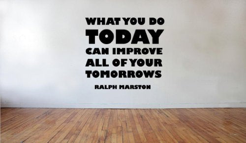 Picniva Matte Black Improve Today Tomorrow Inspirational Vinyl Wall Decal