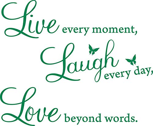 Picniva Live Every Moment Quote Vinyl Wall Decal, Green, 15 x 22 in