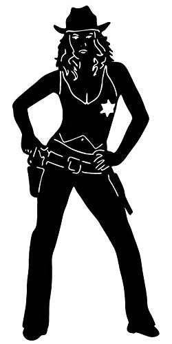 Picniva Cowgirl Sheriff Silhouette Removable Vinyl Wall Decal