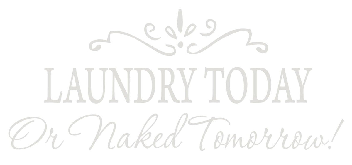 Picniva Laundry Today or Naked Tomorrow Wall Decal, Matte White 10 x 22 in
