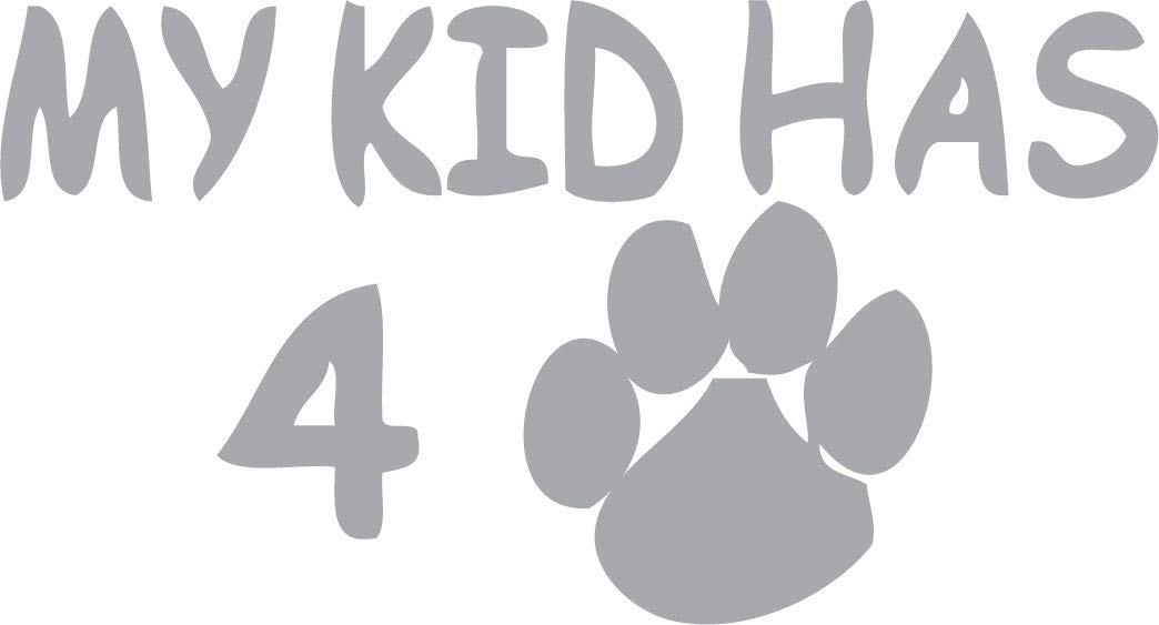 Decaltor My Kid Has Four Paws Vinyl Decal, 5 in, Car Window Sticker
