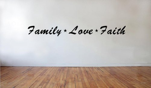 Picniva Matte Black Family Love Faith Vinyl Wall Decal Christian Decor
