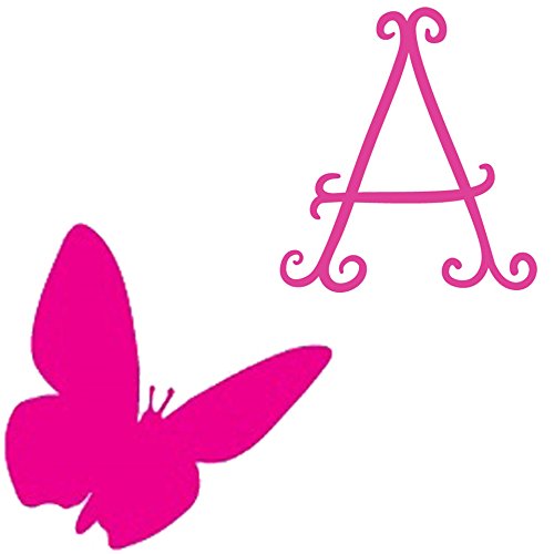 Picniva Custom Baby Name Wall Decal, Pink Butterfly, Font Five