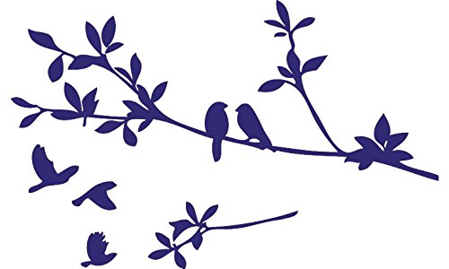 Picniva Flying Birds Tree Branch Vinyl Wall Decal, Purple, 9 x 22 in