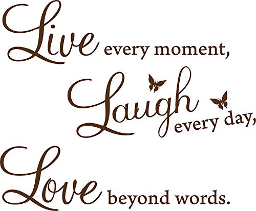 Picniva Live Every Moment Quote Vinyl Wall Decal, Brown, 15 x 22 in