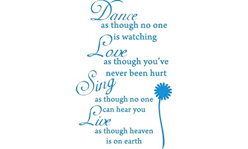 Picniva Dance Love Sing Live Vinyl Wall Decal, Blue, 15 x 23 in, Quote