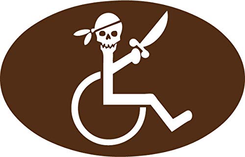 Decaltor Wheelchair Pirate Vinyl Decal for Car Window Laptop, 5 x 3 in