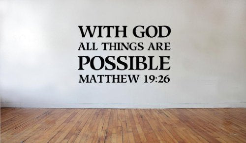 Picniva Matte Black with God All Things are Possible Matthew Wall Decal
