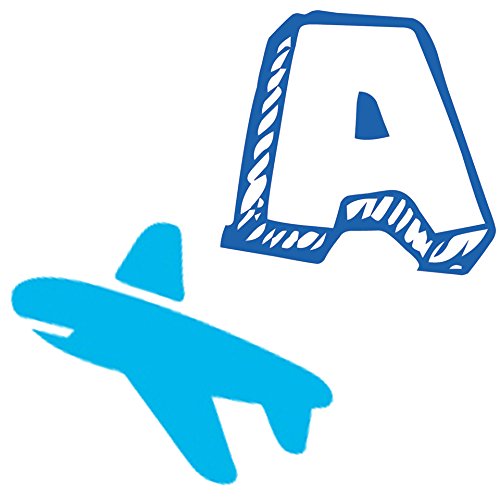 Picniva Custom Baby Name Wall Decal, Blue Airplane, Font One