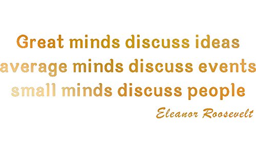 Picniva Great Minds Discuss Ideas Wall Decal, Gold Chrome Mirror, 22 x 7 in