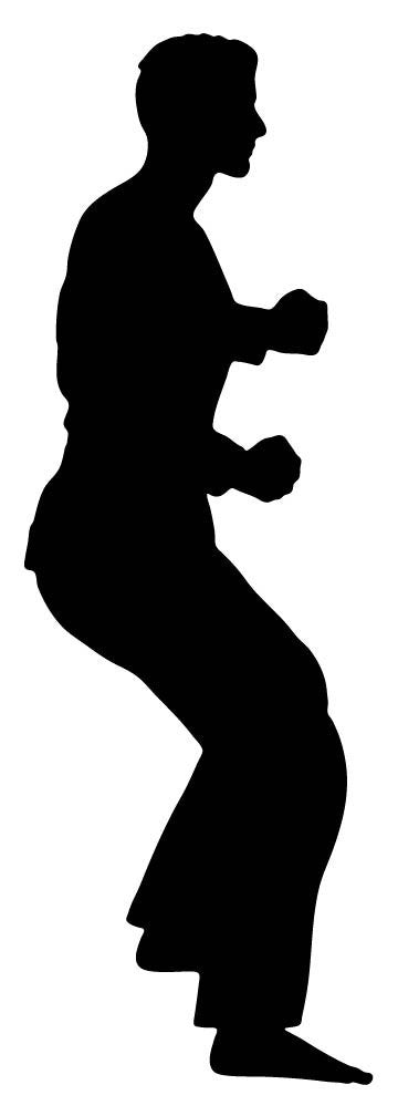 Picniva Martial Artist Crouching Profile Removable Vinyl Wall Decal