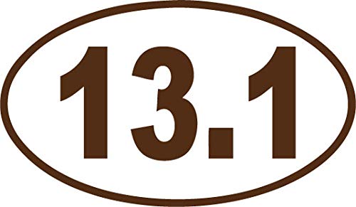 Decaltor 13.1 Half Marathon Oval Vinyl Decal, 3 x 5 in, Car Window Sticker
