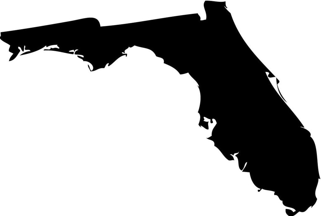 Picniva Florida State Map Vinyl Car Window Decal, Black, 3 in Wide