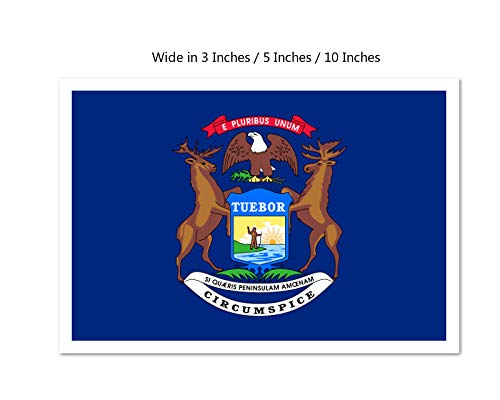Picniva Michigan State Flag Vinyl Car Bumper Window Sticker, 10 in Wide