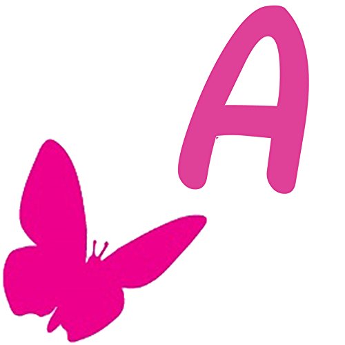 Picniva Custom Baby Name Wall Decal, Pink Butterfly, Font Two